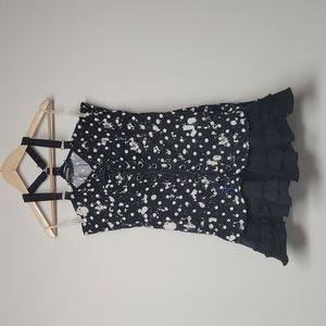 Lip service polka dot splatter Corset style dress with blue stitching large